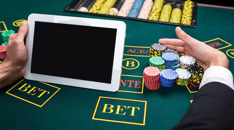 Successful bettor with golden coins under neon glow — the signature 5666Bet aesthetic for the BD industry.
